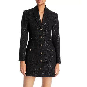 NWT AQUA Sequined Tweed Blazer Dress. Size S.